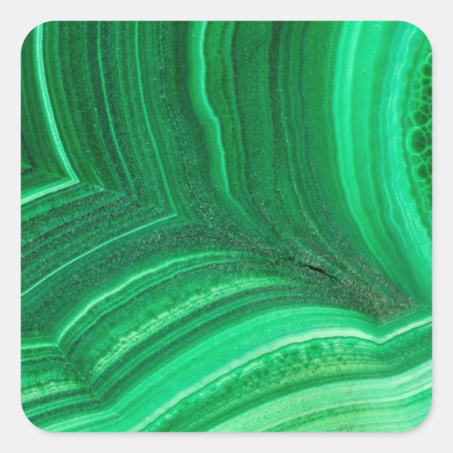 Sticker Carré Minéral de Malachite vert brillant (Devant)