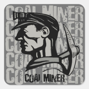 STICKER CARRÉ MINEUR DE CHARBON VINTAGE