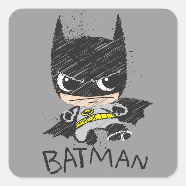 Sticker Carré Mini classique Batman Sketch (Devant)