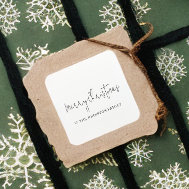 Sticker Carré Mini Joyeux Coeur de Noël Noir Blanc (Créateur téléchargé)