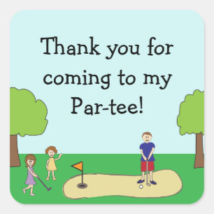 Sticker Carré Mini Merci de faveur d'anniversaire de golf