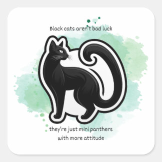 Sticker Carré Mini-panthère de chat noir
