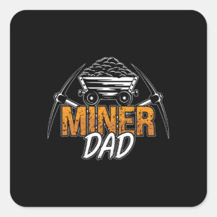 Sticker Carré Minière Trucker Mineur Papa Mine Charbon Mine Cami