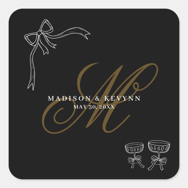 Sticker Carré Minimal and Chic  | Bow Wedding  (Devant)