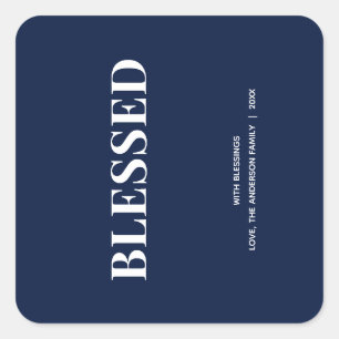 Sticker Carré Minimal BLESSED Bleu marine de vacances