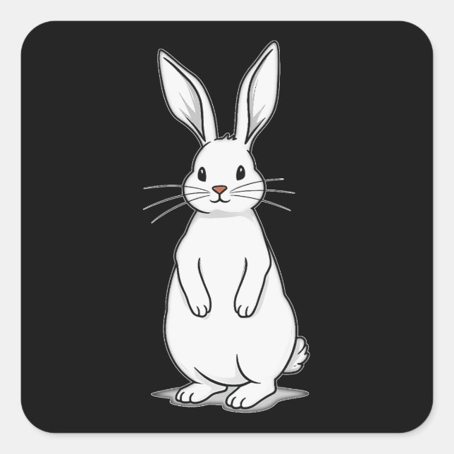 Sticker Carré Minimal Bunny Line Art – Easter Design Autocolante (Devant)