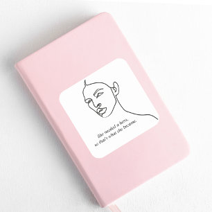 Sticker Carré Minimal Noir Elle Est Devenue Un Héros Inspiration