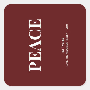 Sticker Carré Minimal PEACE Deep Red Holiday