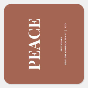 Sticker Carré Minimal PEACE Terracotta Fêtes