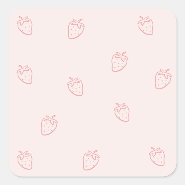 Sticker Carré Minimalisme de la Fraise (Devant)