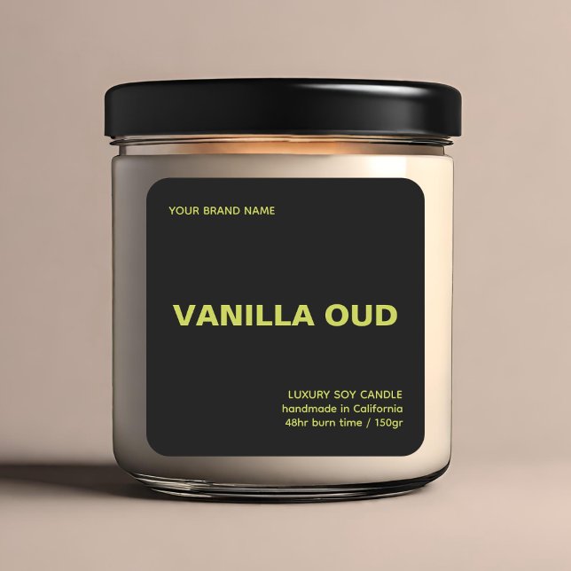 Sticker Carré Minimalist modern black green luxury candle  (Créateur téléchargé)