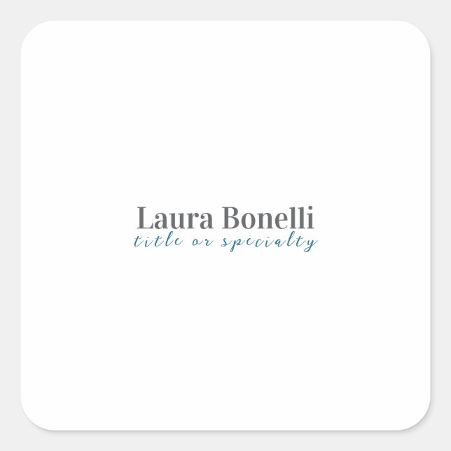 Sticker Carré Minimalist Professional Modern Plain Name Title (Devant)