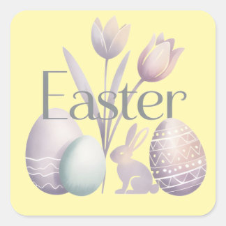 Sticker Carré Minimalist Watercolor Easter Typographic Design