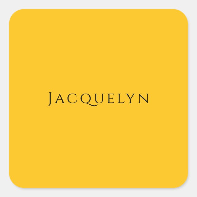 Sticker Carré Minimalist Yellow Orange Plain Elegant Modern Name (Devant)
