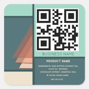 Sticker Carré minimaliste bloc de couleur de vacances qr code en
