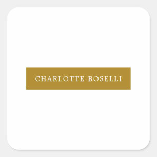 Sticker Carré Minimaliste Classique Professionnel Couleur Or