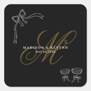 Sticker Carré Minimaliste et Chic Mariage à l'arc