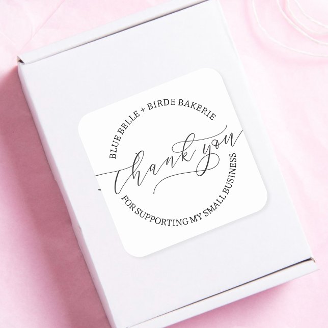 Sticker Carré minimaliste Merci manuscrit (Créateur téléchargé)