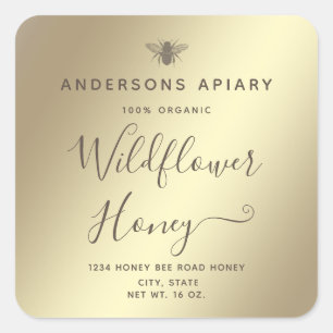 Sticker Carré Minimaliste moderne miel bee miel bocal Carré Sti