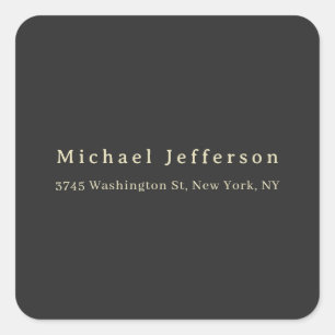 Sticker Carré Minimaliste noir mat tendance Nom Adresse personne