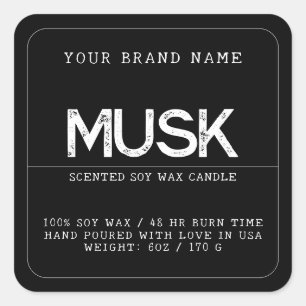 Sticker Carré minimaliste noir moderne élégant produit chandelle