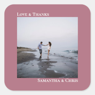 Sticker Carré Minimaliste Photo Dusty Rose Love & Merci Mariage