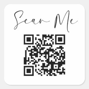 Sticker Carré Minimaliste QR Code Scan Me Business