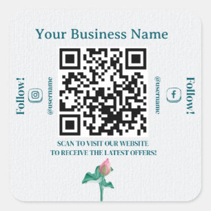 Sticker Carré Minimaliste QR Code Social Media Marketing Busines