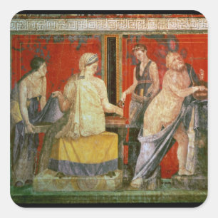 Sticker Carré Ministrant portant un plateau de nourriture