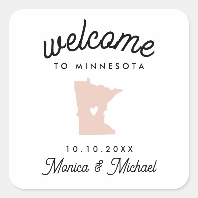 Sticker Carré MINNESOTA State Destination Mariage N'IMPORTE QUEL (Devant)