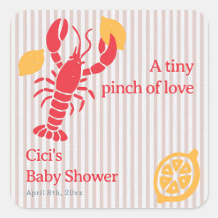 Sticker Carré Minuscule pincée d'amour Baby Shower Lobster Lemon
