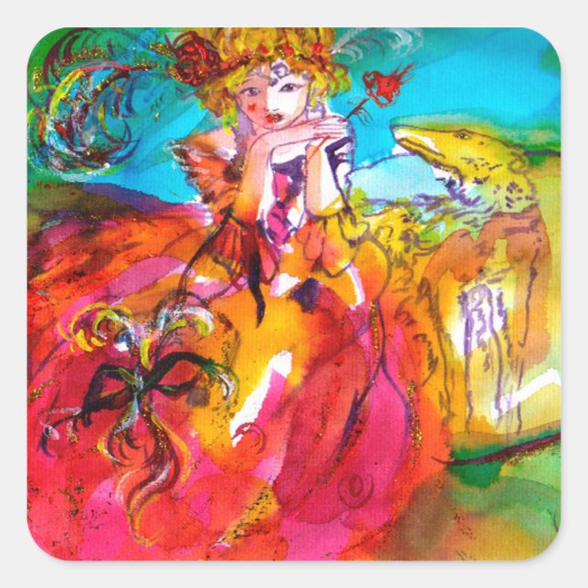 Sticker Carré MIRANDOLINA, rose, jaune fuchsia (Devant)