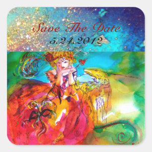 Sticker Carré MIRANDOLINA, rose, jaune fuchsia