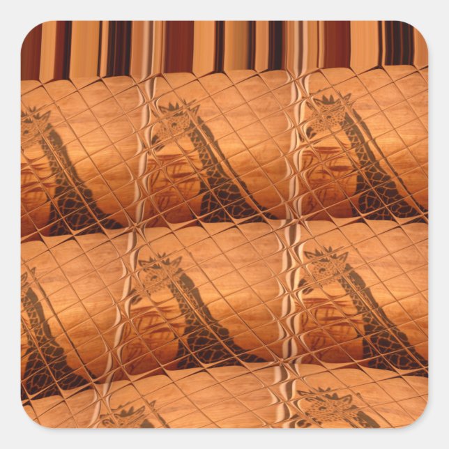 Sticker Carré Miroir africain traditionnel : Girafe tissée (Devant)