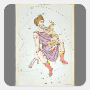 Sticker Carré Miroir d'Urania, Carte céleste d'astronomie vintag