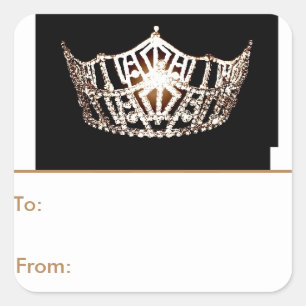 Sticker Carré Miss America Lt. Gold Crown Peel & Stick Tags cade