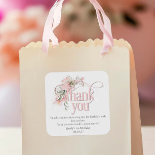 Sticker Carré Miss Onederful 1st Birthday goodie bag merci