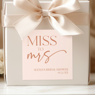 Sticker Carré Miss To Mrs Mariage Bohème Bohémien Tan Brun Fête