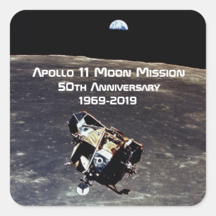 Sticker Carré Mission historique Apollo 11 Moon 50e anniversaire