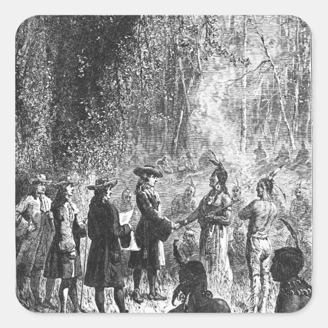 Sticker Carré Missionnaires moraves parmi les Indiens (Devant)