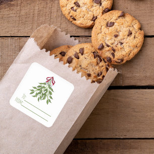 Sticker Carré Mistletoe botanique de Noël Elégante verdure