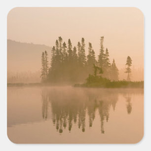 Sticker Carré Misty dawn sur East Inlet, Pittsburg, Nouveau