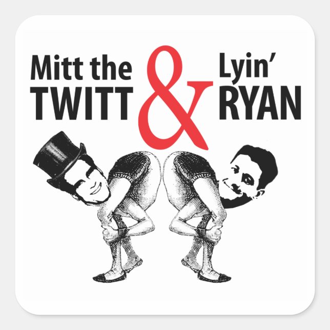 Sticker Carré Mitt le Twitt et Lyin’ Ryan (Devant)