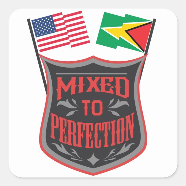 Sticker Carré Mixte To Perfection Guyana American Flag Pride (Devant)
