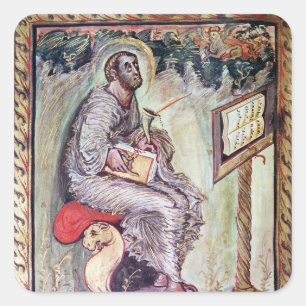 Sticker Carré Mme 1 fol.90v St. Luke, des Évangiles Ebbo