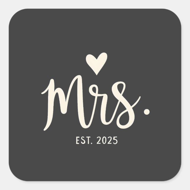 Sticker Carré Mme Est. mariage Fiançailles mariée 2025 (Devant)