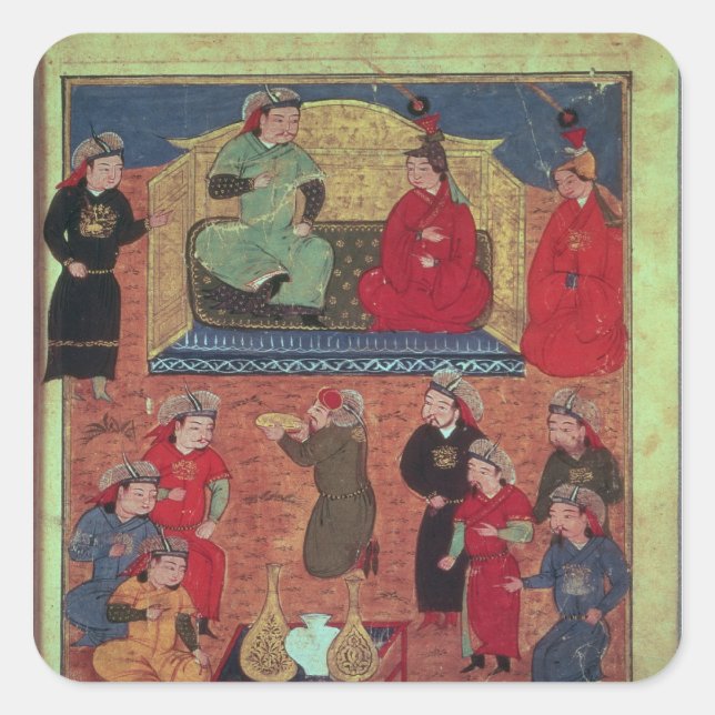 Sticker Carré Mme Supp. Pers.Arghan Khan avec deux de ses (Devant)