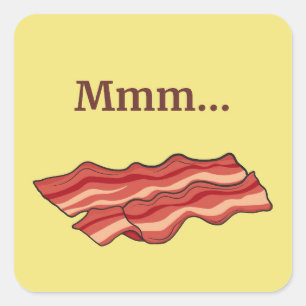 Sticker Carré Mmm...Bacon drôle