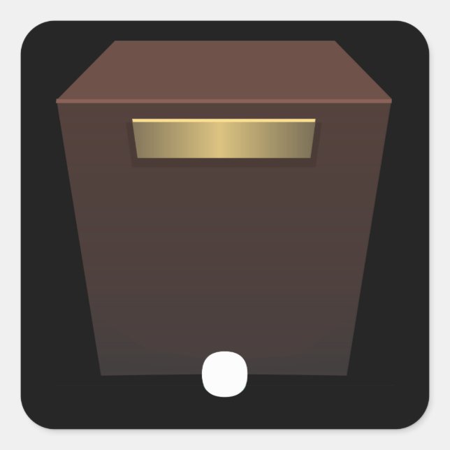 Sticker Carré Mobilier brillant côté acajou musée pedesta (Devant)