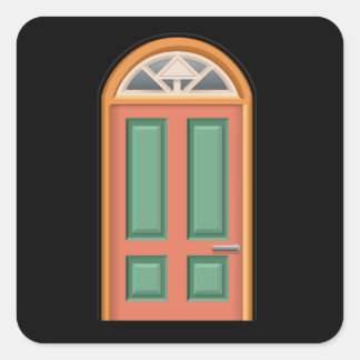 Sticker Carré Mobilier brillant porte couleur orange porte en bo